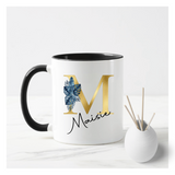 Gold & Blue Tropical Letters Mug