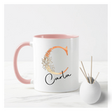 Orange Floral Letter Mug