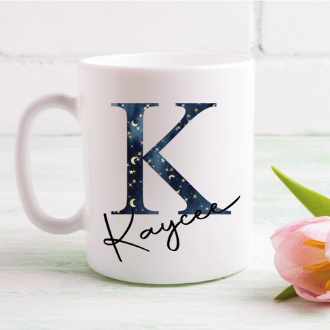 Moon & Stars Letter Mug