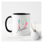 Pink, Blue & Gold Number Mug