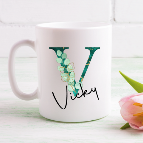 Green & Gold Letters Mug