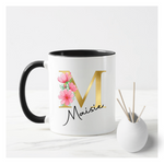 Gold & Pink Floral Letters Mug