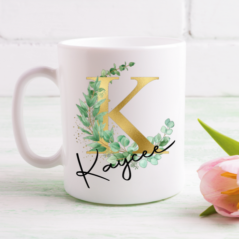 Gold & Green Letters Mug