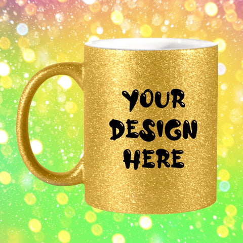 ‘Your Design’ Gold Glitter Mug