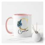 Gold & Blue Tropical Letters Mug