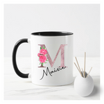 Rose Gold Floral Letter Mug