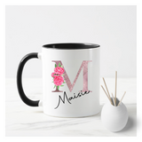 Rose Gold Floral Letter Mug