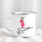 Rose Gold Floral Letter Mug