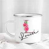 Rose Gold Floral Letter Mug