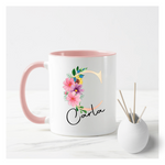 Pearl Pink Floral Letter Mug