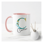 Turquoise Foliage Letter Mug