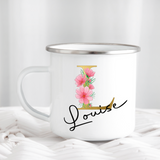 Gold & Pink Floral Letters Mug