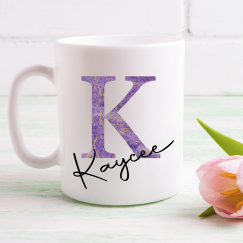 Purple & Gold Letter Mug