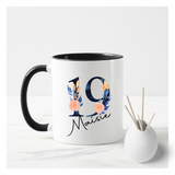 Navy & Pink Flower Number Mug