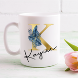 Gold & Blue Tropical Letters Mug