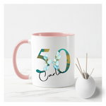 Turquoise Foliage Number Mug