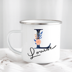 Navy & Pink Flower Letter Mug