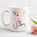 Pearl Pink Floral Letter Mug