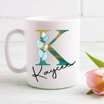 Turquoise Foliage Letter Mug