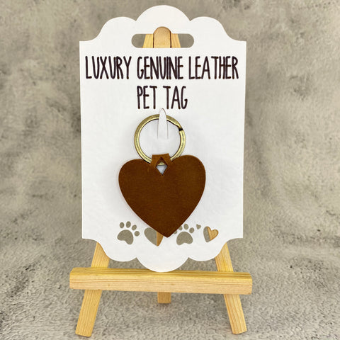 Heart Genuine Leather Pet Tag