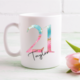 Pink, Blue & Gold Number Mug