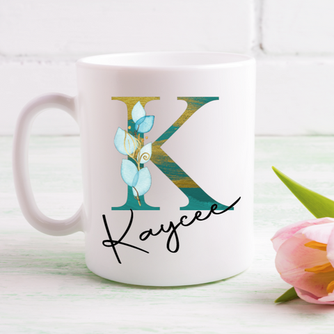 Turquoise Foliage Number Mug