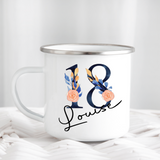 Navy & Pink Flower Number Mug