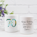 Turquoise Foliage Number Mug