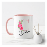 Rose Gold Floral Letter Mug