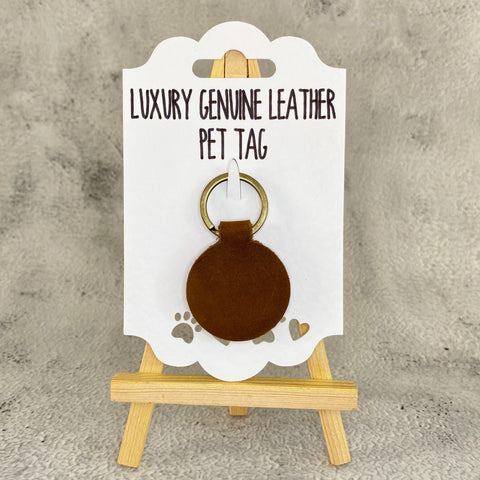 Circle Genuine Leather Pet Tag