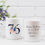 Navy & Pink Flower Number Mug