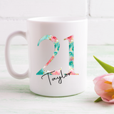 Pink, Green & Gold Number Mug