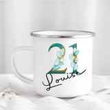 Turquoise Foliage Number Mug