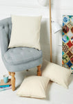 Top cushion - 50 x 50 cm. Bottle left cushion 40 x 40 cm. Bottom right cushion 50 x 30 cm.