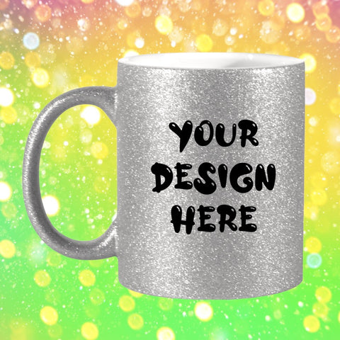 ‘Your Design’ Silver Glitter Mug