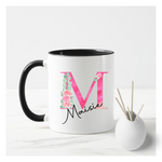 Pink Floral Letter Mug