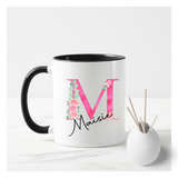 Pink Floral Letter Mug