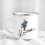 Gold & Blue Tropical Letters Mug