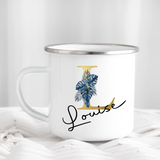 Gold & Blue Tropical Letters Mug