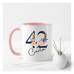 Navy & Pink Flower Number Mug