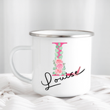 Pink Floral Letter Mug